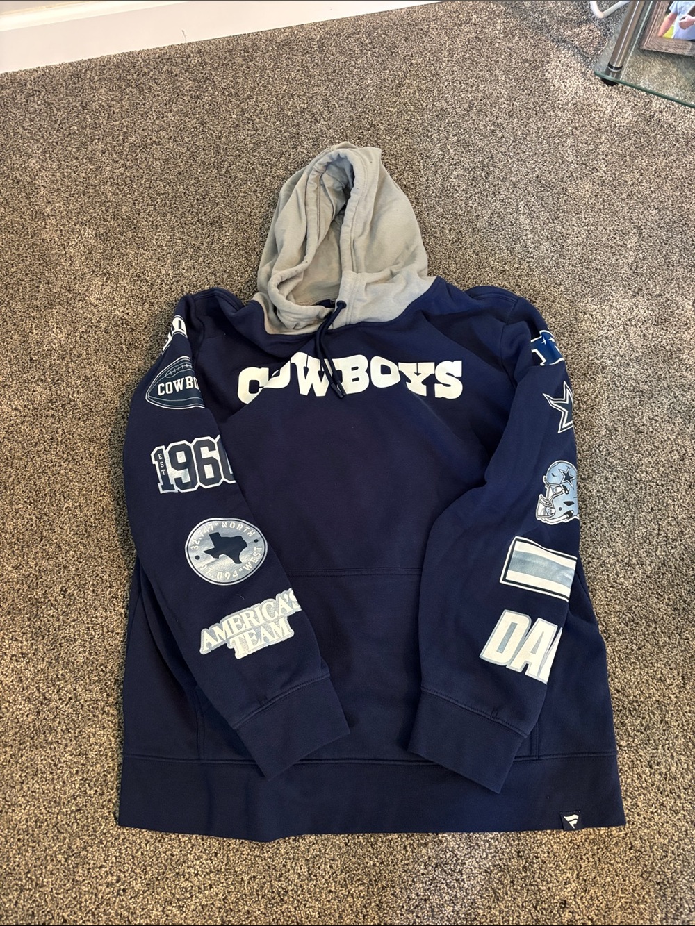 Fanatics Navy and Gray Cowboys Graphic Crewneck Sweatshirt